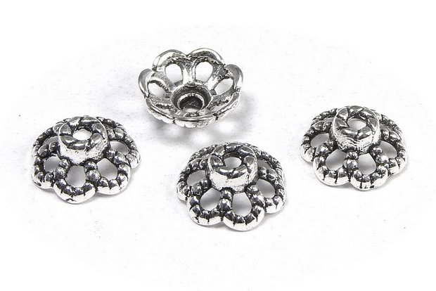 Capacel metalic, argintiu antichizat, 9x4 mm