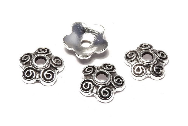 Capacel metalic, argintiu antichizat, 10x3 mm