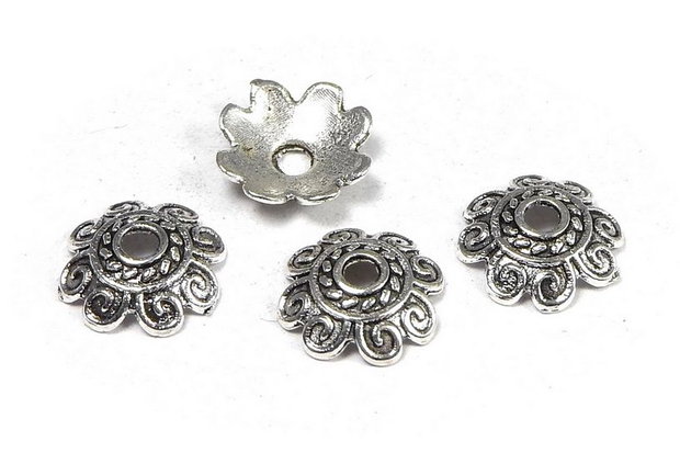 Capacel metalic, argintiu antichizat, 8x2 mm