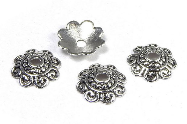 Capacel metalic, argintiu antichizat, 10x3 mm