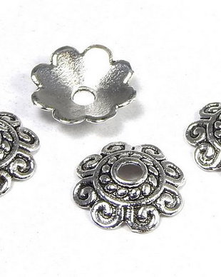 Capacel metalic, argintiu antichizat, 10x3 mm