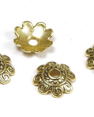 Capacel metalic, auriu antichizat, 10x3 mm