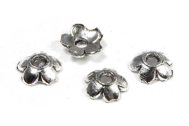 Capacel metalic, argintiu antichizat, 6x2 mm - 10 bucati