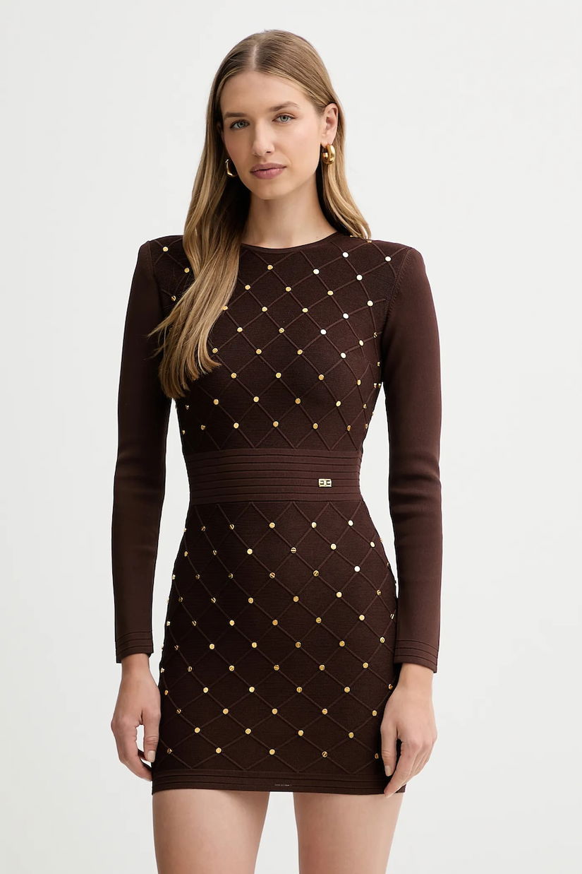 Elisabetta Franchi rochie culoarea maro, mini, mulata, AM25S57E2