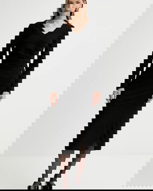 Liviana Conti rochie culoarea negru, midi, drept, L5WI36