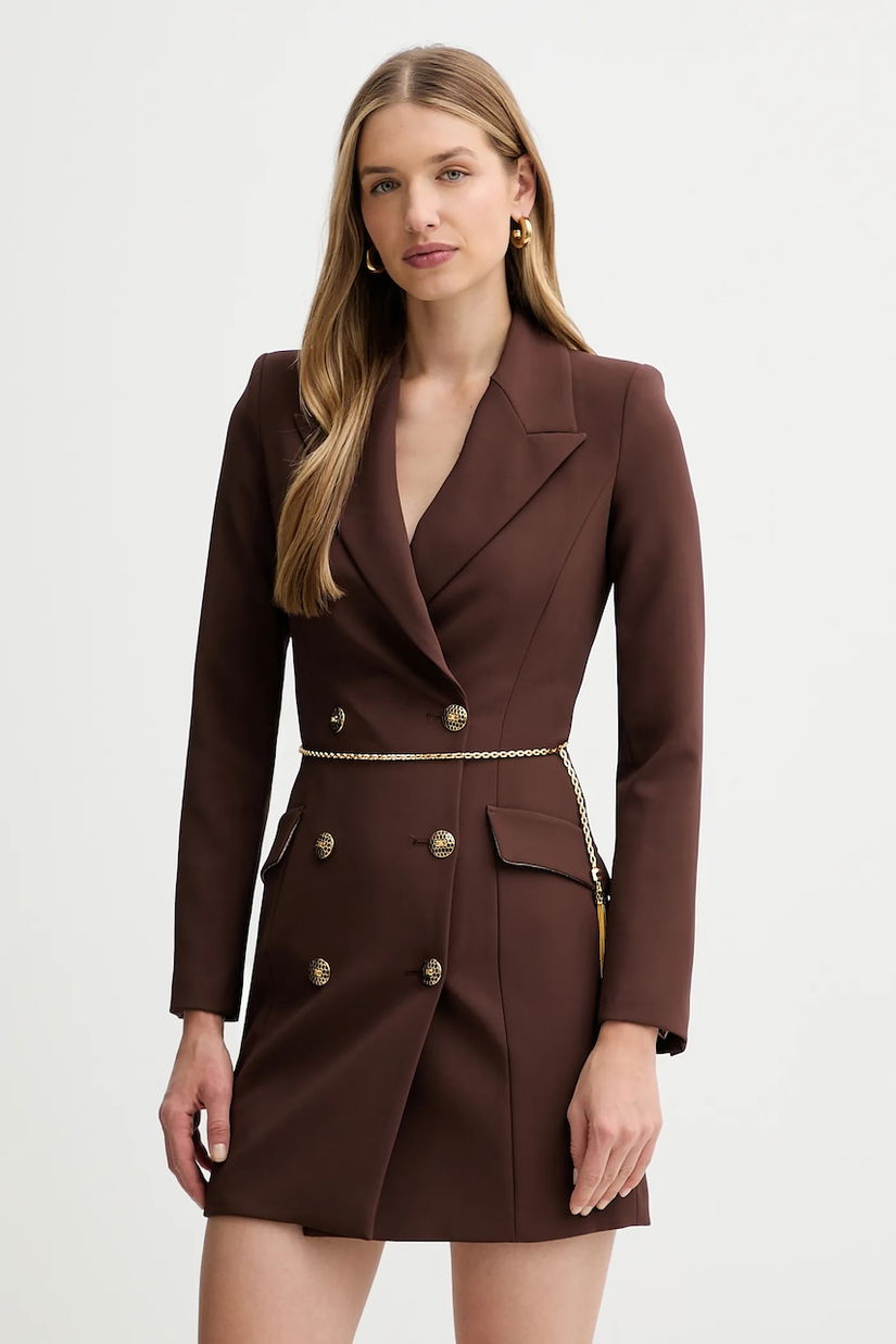 Elisabetta Franchi rochie culoarea maro, mini, drept, AB89657E2