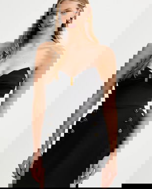 Elisabetta Franchi rochie culoarea negru, mini, mulata, AB82457E2