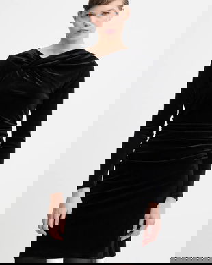 Dkny rochie de catifea culoarea negru, mini, mulata, DD5V1M55