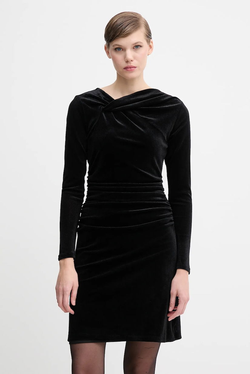 Dkny rochie de catifea culoarea negru, mini, mulata, DD5V1M55