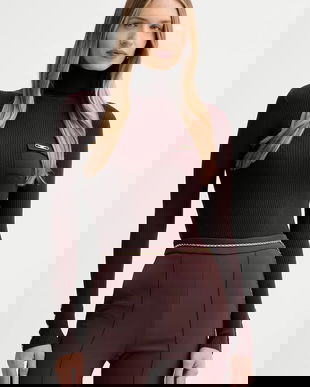 Elisabetta Franchi pulover din amestec de mătase culoarea bordo, light, cu guler, MK11B56E2