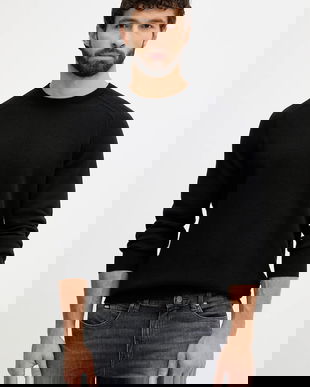 BOSS pulover din amestec de lână culoarea negru, 50549977