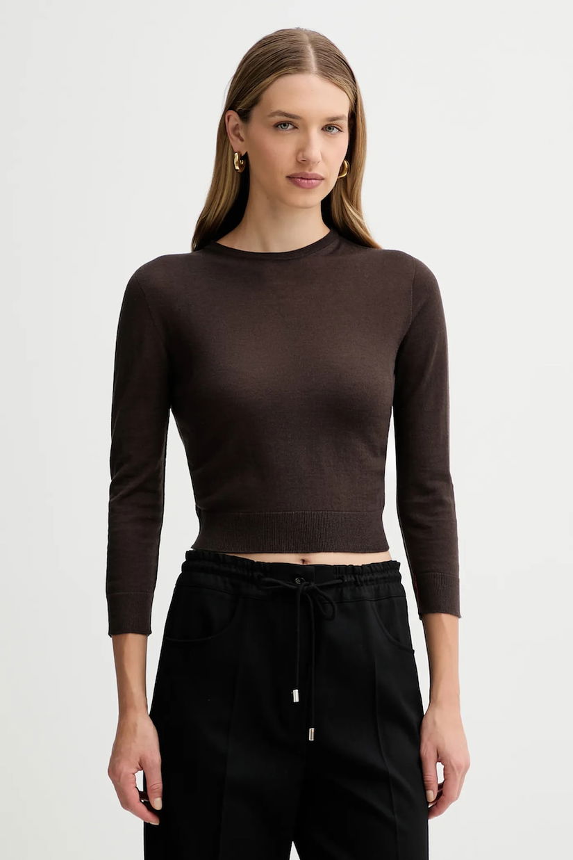 Liviana Conti pulover de lână culoarea maro, light, L5WA06
