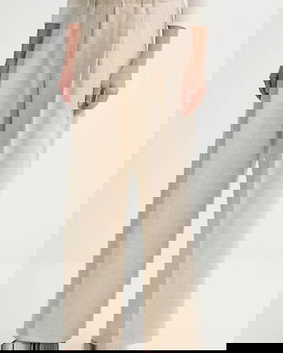 Liviana Conti pantaloni cu cașmir culoarea bej, lat, high waist, L5WN37