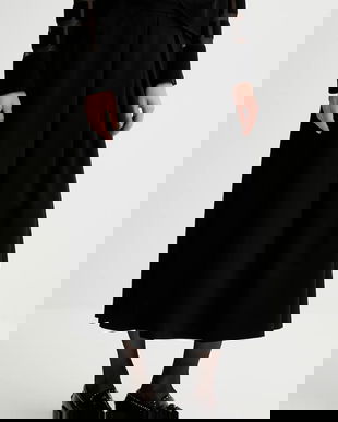 Liviana Conti fusta culoarea negru, midi, evazati, L5WI40