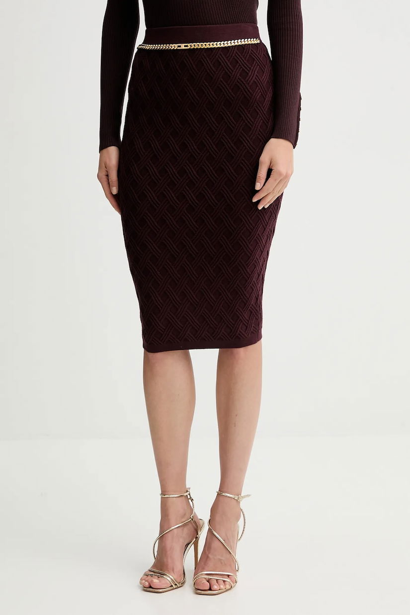 Elisabetta Franchi fusta culoarea bordo, midi, drept, GK20B56E2