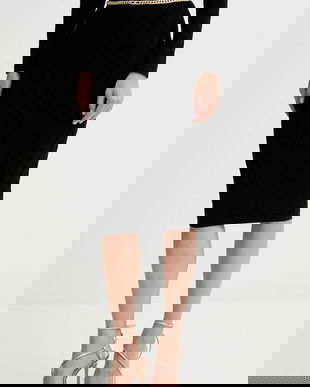 Elisabetta Franchi fusta culoarea negru, midi, drept, GK20B56E2