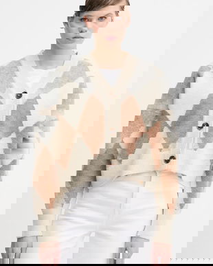 Barbour cardigan din amestec de lână SILVIA culoarea bej, LKN1674