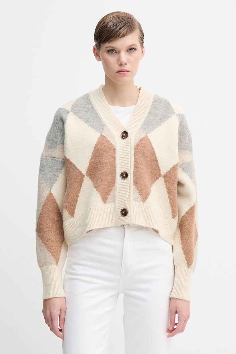 Barbour cardigan din amestec de lână SILVIA culoarea bej, LKN1674