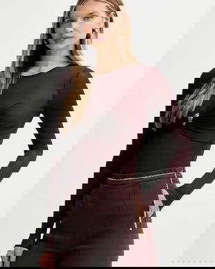 Elisabetta Franchi body culoarea bordo, uni, BO01657E2