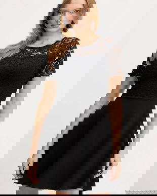 Morgan rochie culoarea negru, mini, evazati, RUBENA