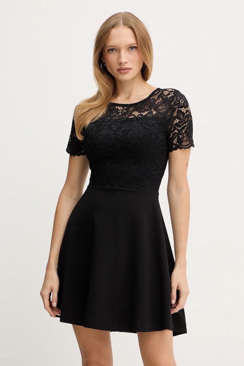 Morgan rochie culoarea negru, mini, evazati, RUBENA