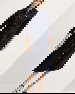 Morgan rochie jeans culoarea bleumarin, midi, evazati, RJEANA