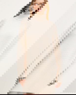 BOSS rochie din lână culoarea bej, mini, oversize, 50548795