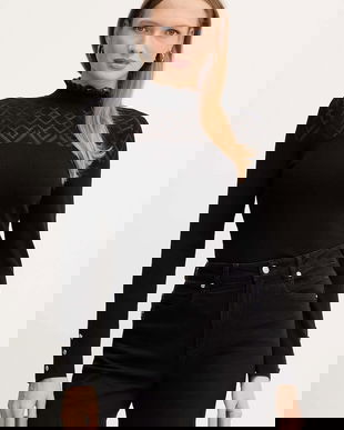 Morgan pulover culoarea negru, light, cu turtleneck, MOC