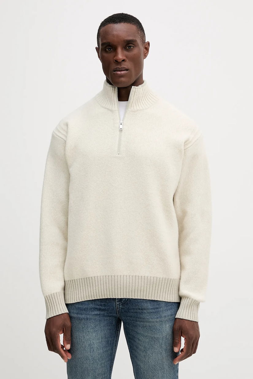 BOSS Orange pulover culoarea bej, light, cu turtleneck, 50548669