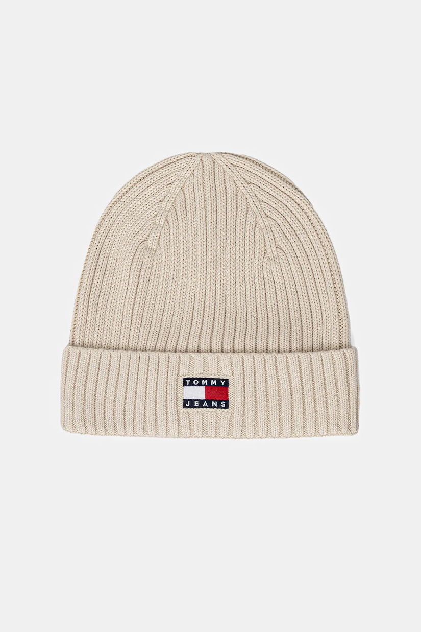 Tommy Jeans căciulă din bumbac culoarea bej, AW0AW17899
