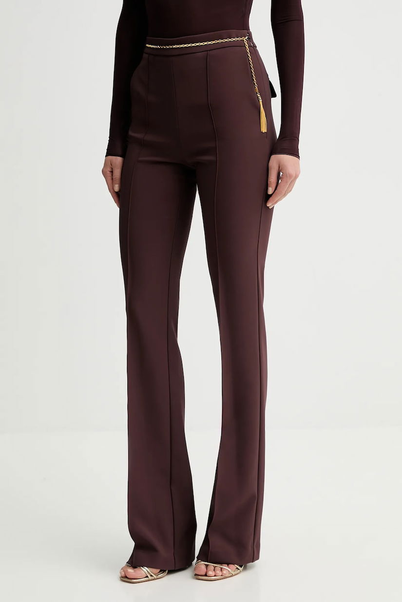 Elisabetta Franchi pantaloni culoarea bordo, evazați, high waist, PA14157E2