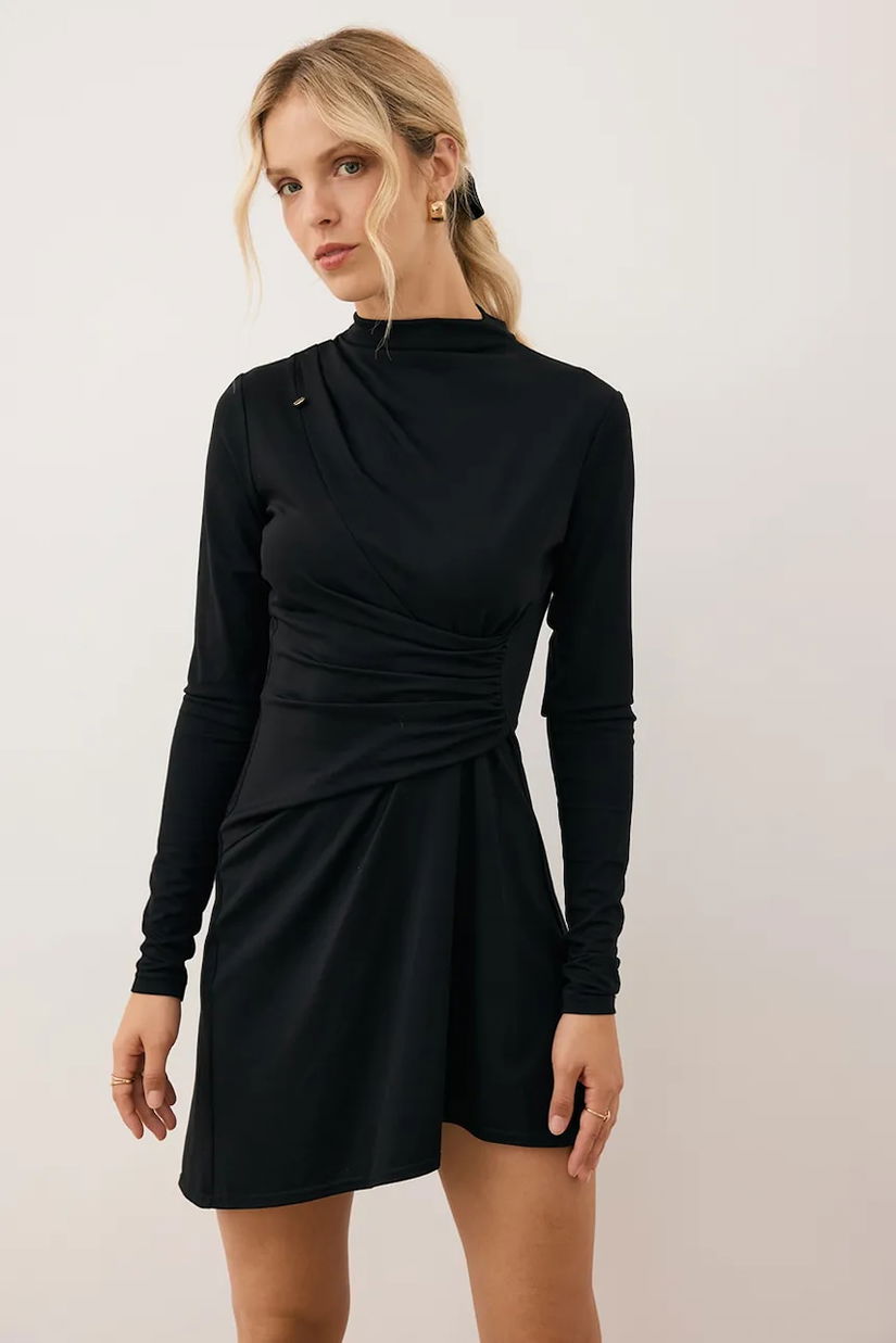 Bizuu rochie SALOMEI culoarea negru, mini, evazati, SALOMEI CZARNY