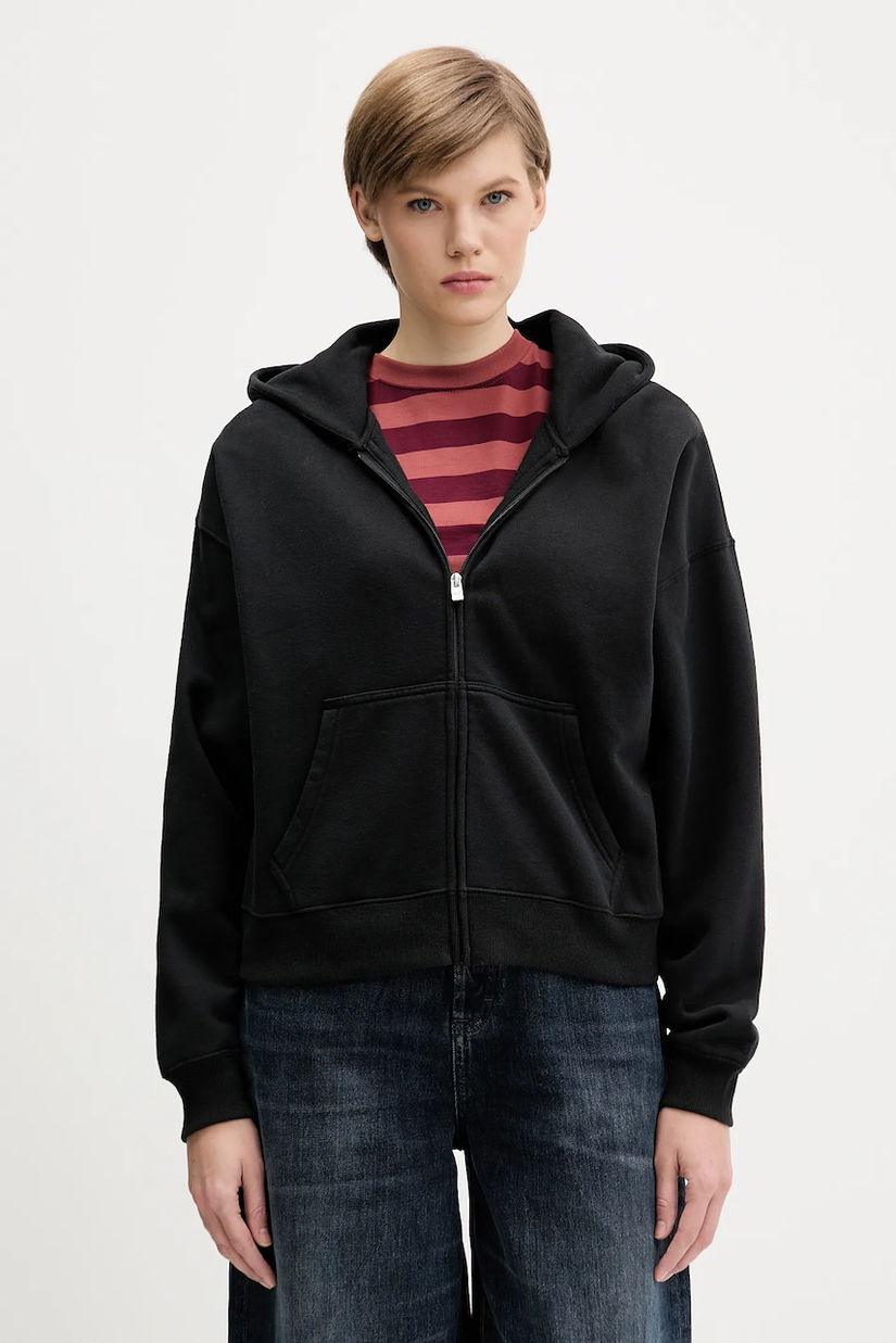 Hollister Co. bluză culoarea negru, cu glugă, uni, KI352-5171-900