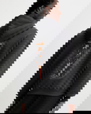 Hollister Co. bluză culoarea gri, cu glugă, cu imprimeu, KI322-5159