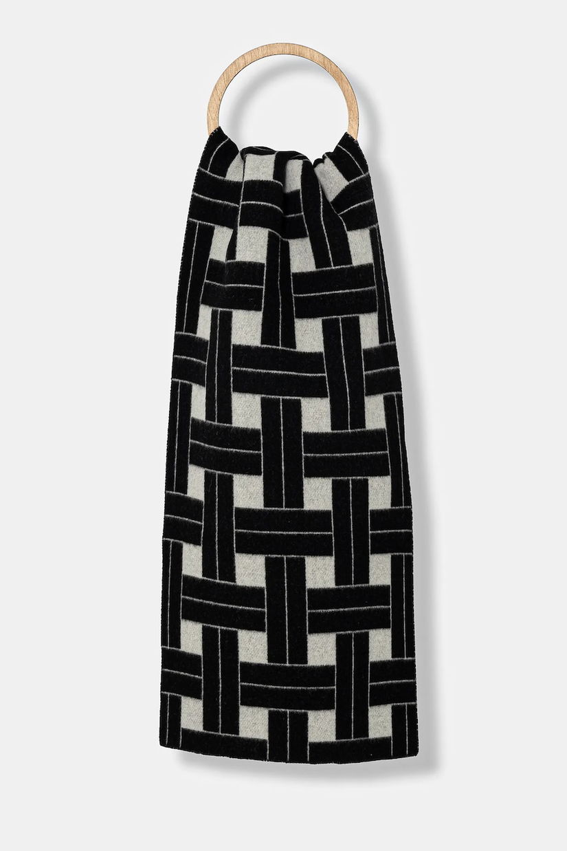 Kenzo esarfa de lana Large Reversible Scarf culoarea negru, modelator, FE68EU013JEB.02