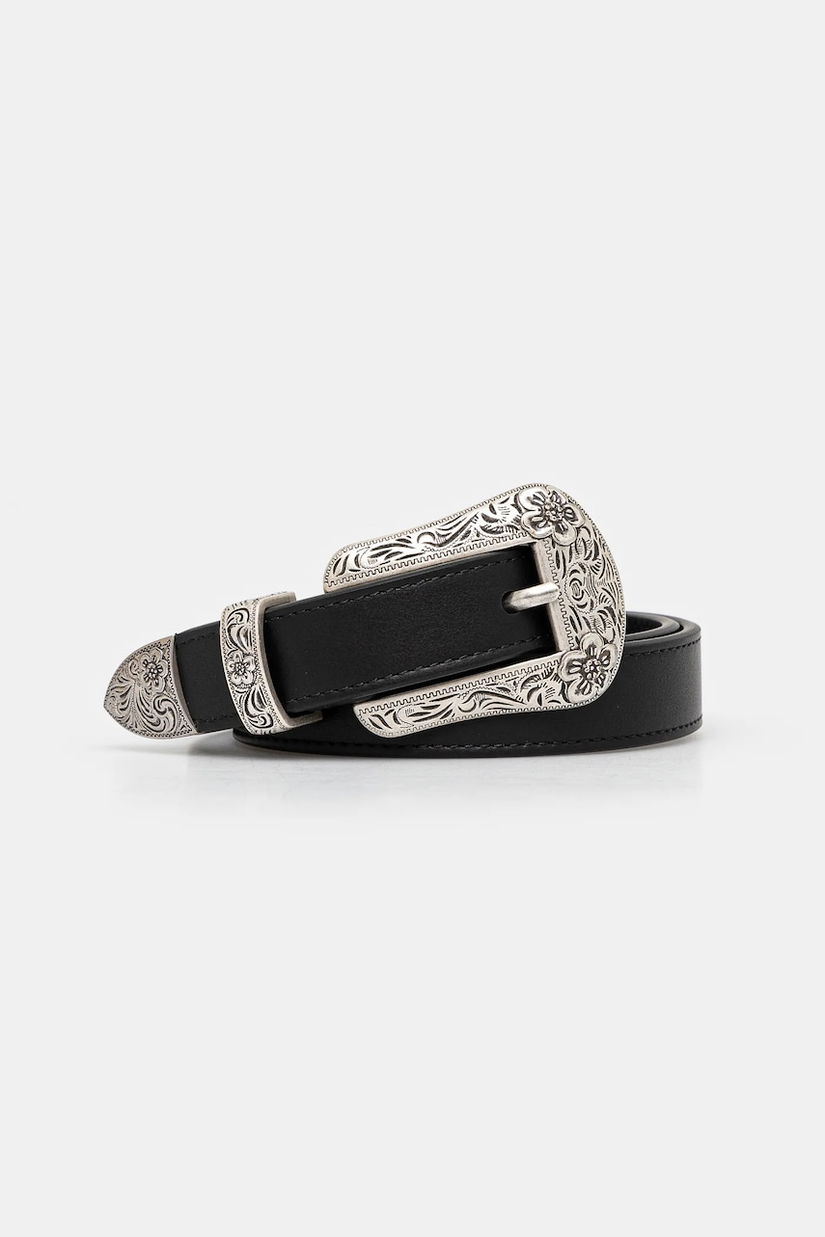 Kenzo curea de piele 20 mm Western Belt femei, culoarea negru, FE68CE042L25.99