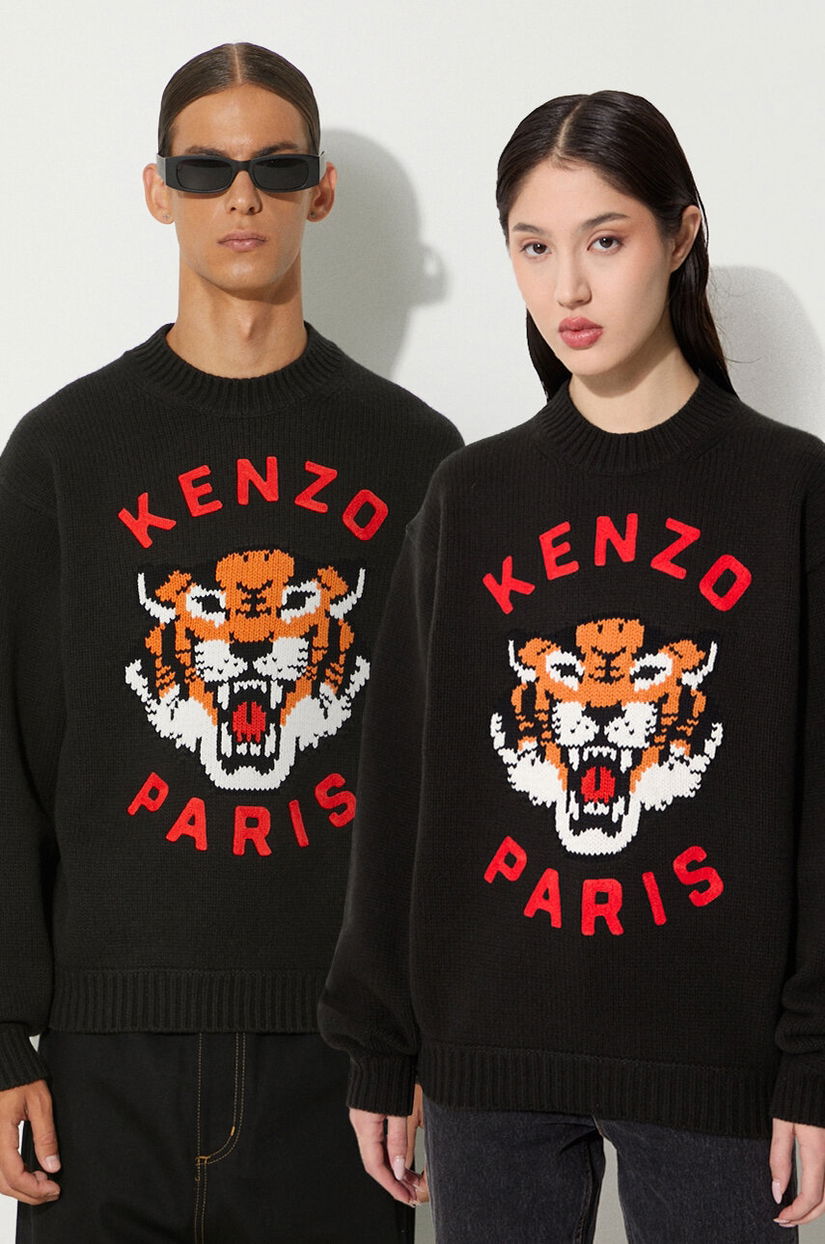 Kenzo pulover de lână Rws Lucky Tiger Jumper culoarea negru, călduros, FE68PU4773LH.99J