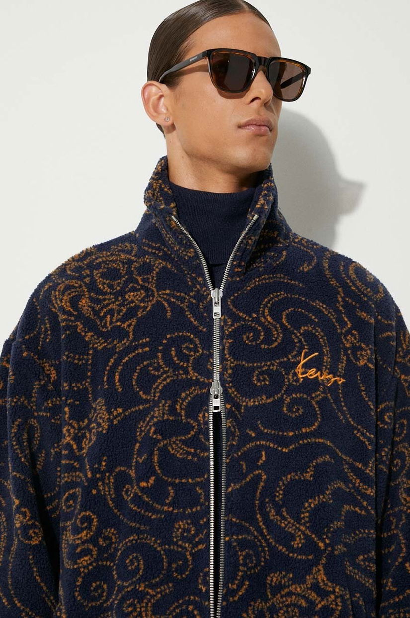 Kenzo hanorac fleece Star Tiger Jacket culoarea albastru marin, modelator, FE65BL2094FB.79