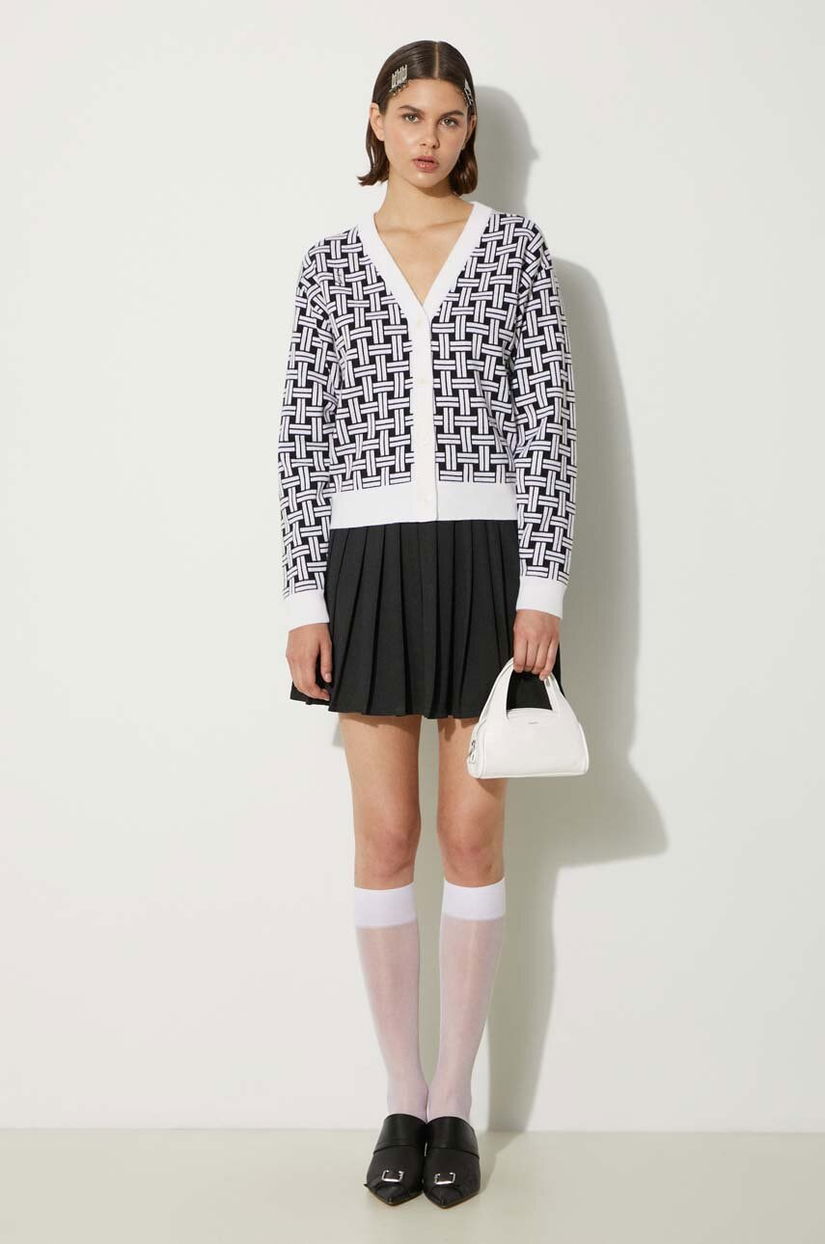 Kenzo cardigan din amestec de lana Weave Cardigan culoarea alb, FE62CA4723CA.02