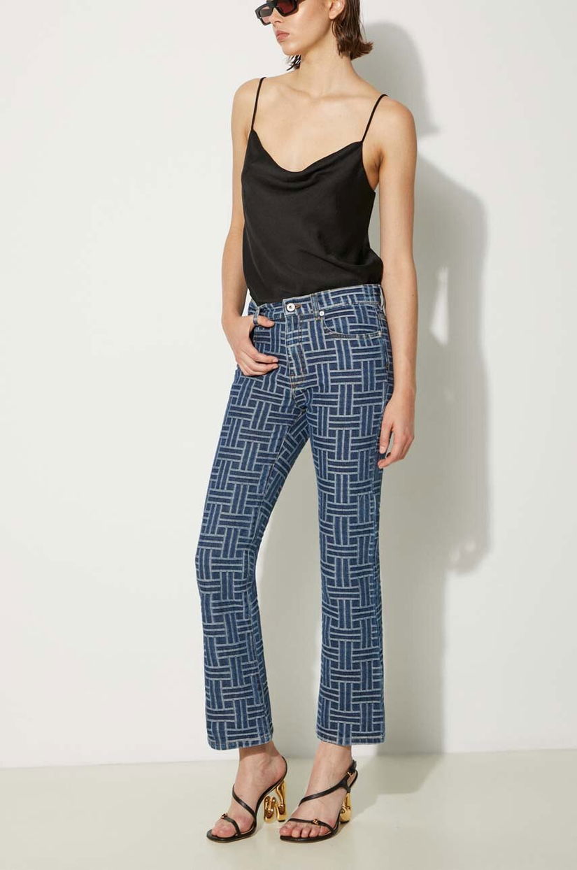 Kenzo jeansi Bara Cropped Fit Jeans femei high waist, FE62DP2296J3.DS
