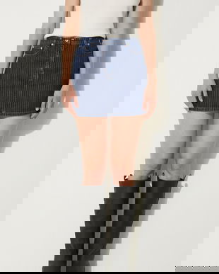 Kenzo fustă din denim Mini Skirt Stripped Jacquard mini, creion, FE62DJ2806F2.DD