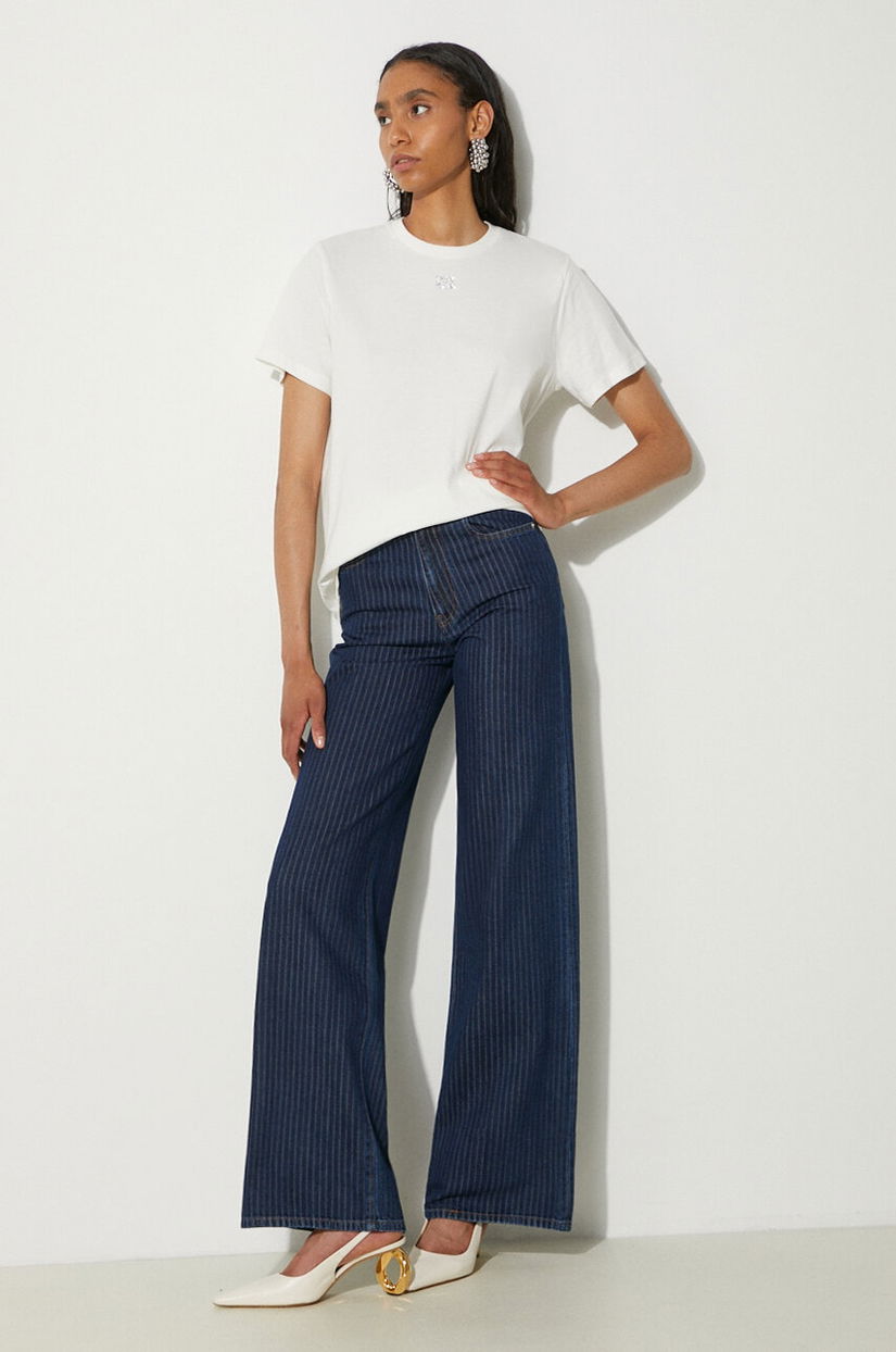 Kenzo jeansi Ayame Regular Waist Fit Jeans femei high waist, FE62DP2176F2.DD
