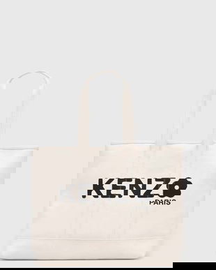 Kenzo geanta de bumbac Utility Large Tote Bag culoarea bej, FE68SA911F36.03