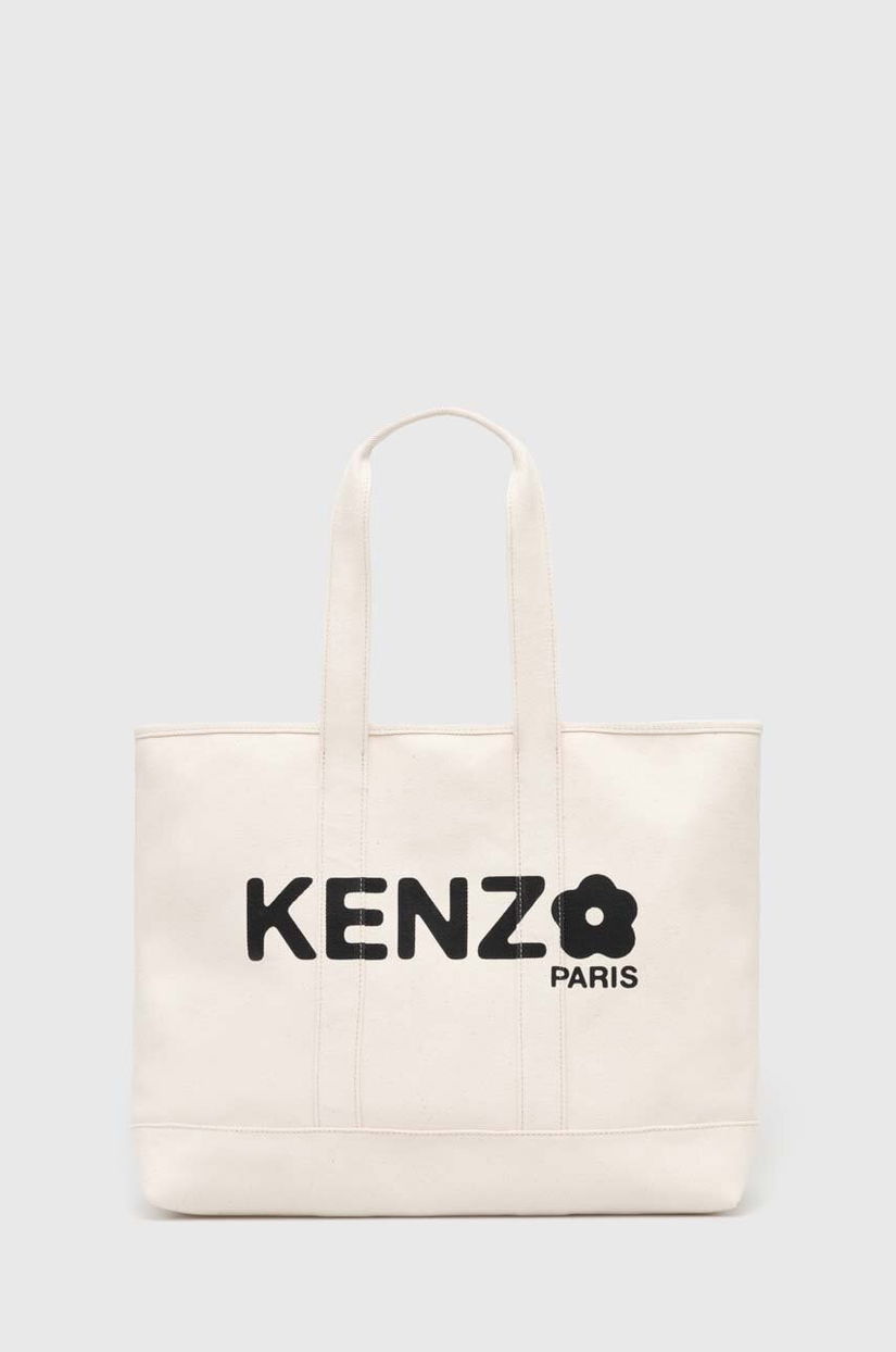 Kenzo geanta de bumbac Utility Large Tote Bag culoarea bej, FE68SA911F36.03