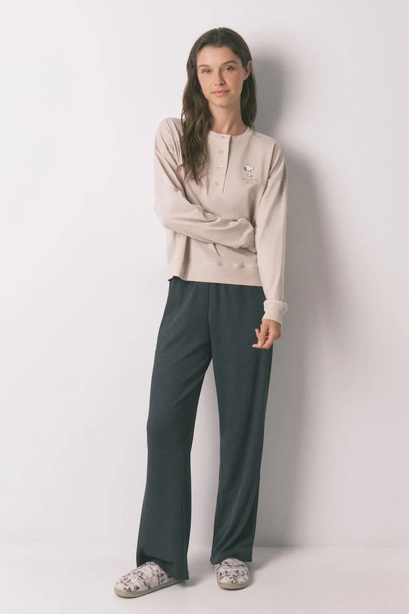 women'secret pijamale de bumbac culoarea bej, bumbac, 3132128