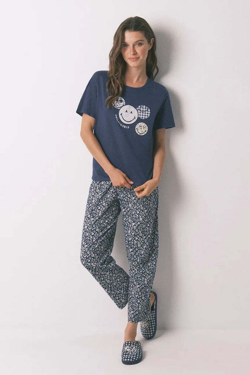 women'secret pijamale de bumbac culoarea bleumarin, bumbac, 3132148