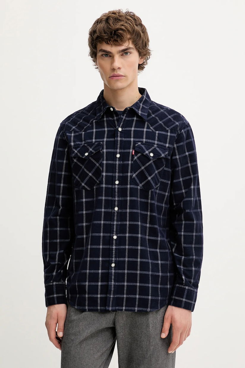 Levi's cămadă din bumbac culoarea bleumarin, cu guler clasic, regular, 85744
