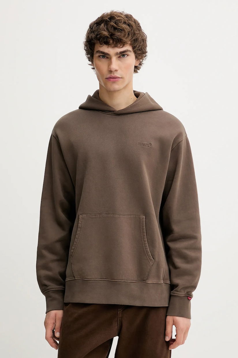 Levi's bluză culoarea maro, cu glugă, uni, A8435
