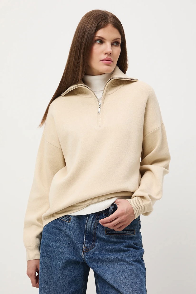 Medicine pulover culoarea bej, cu turtleneck