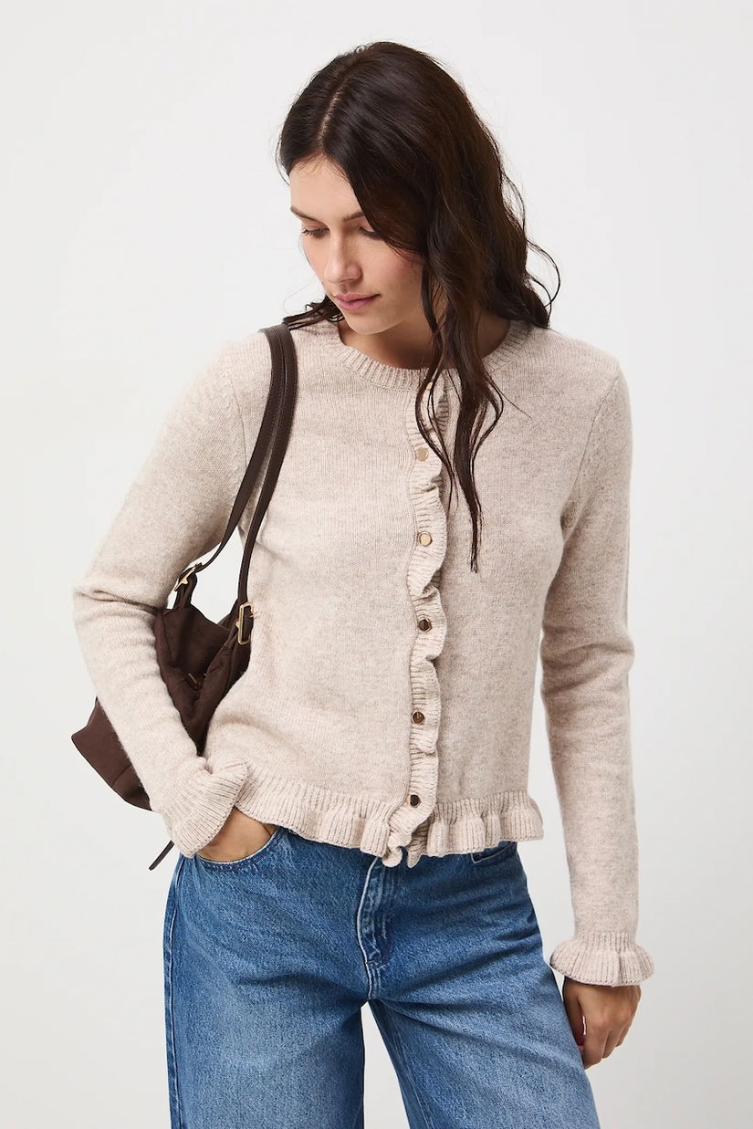 Medicine cardigan de lana culoarea bej